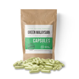 Hutan Kratom Wholesale Kratom Green Malaysian Capsule Packaging (FRONT)